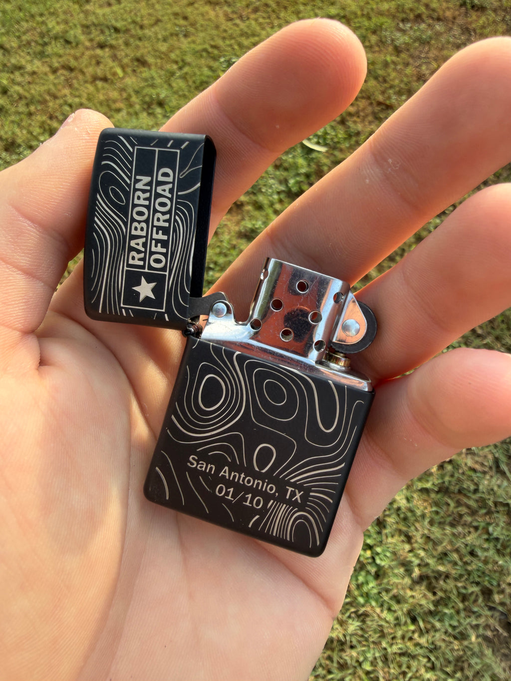 Customized Matte Black Topographic Map Zippo - Only 10 Made