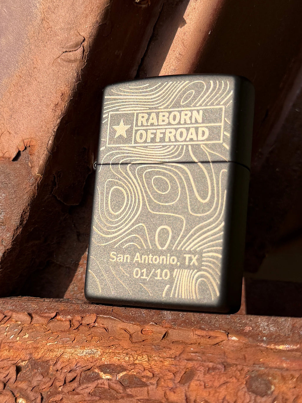 Customized Matte Black Topographic Map Zippo - Only 10 Made
