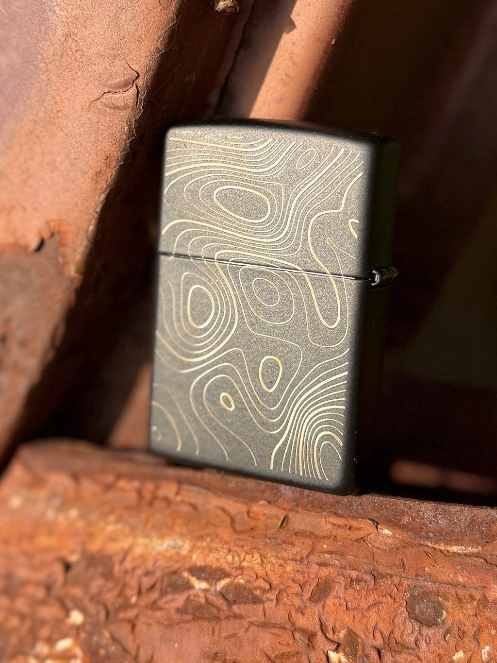 Customized Matte Black Topographic Map Zippo - Only 10 Made