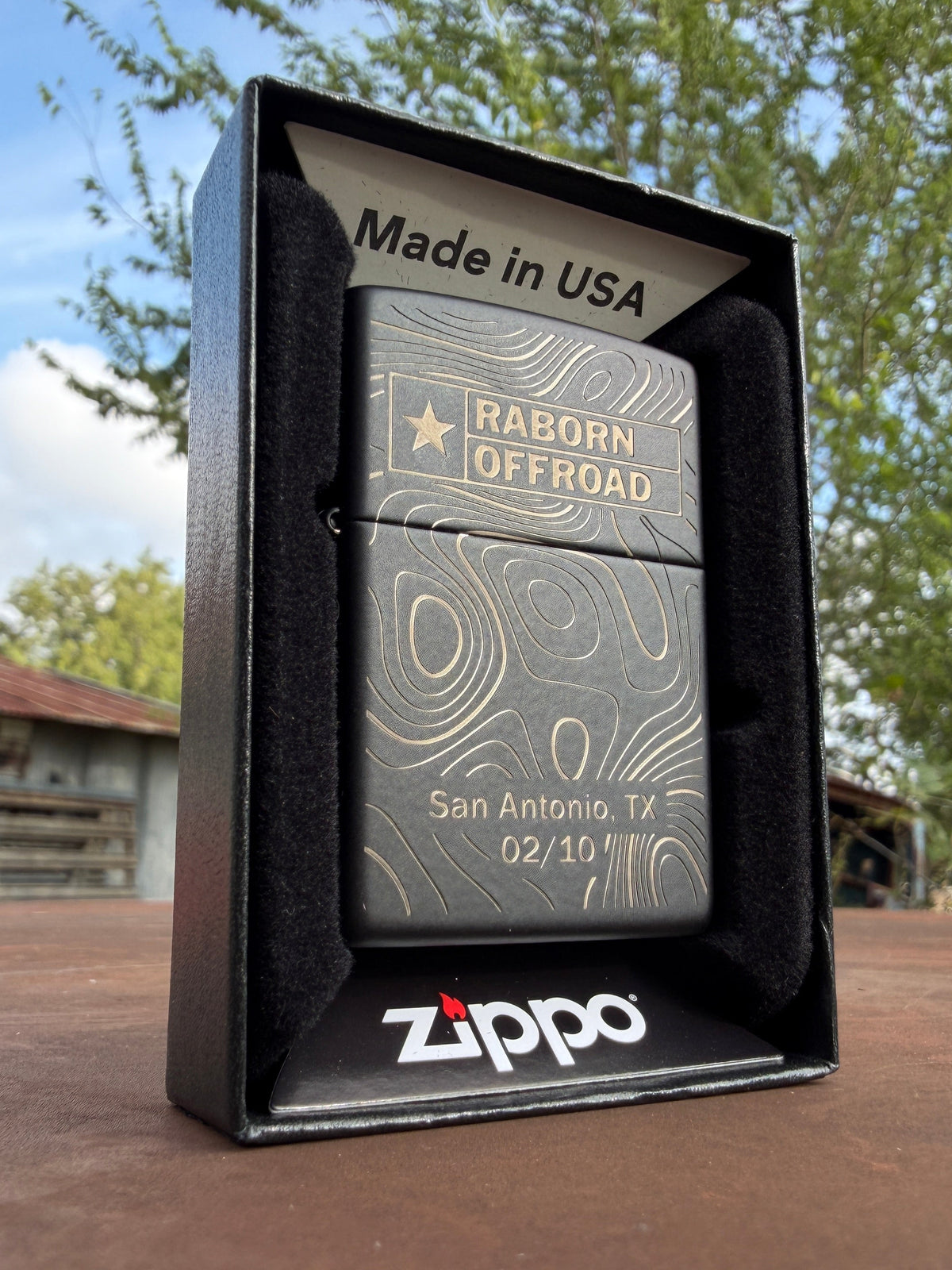 Customized Matte Black Topographic Map Zippo - Only 10 Made
